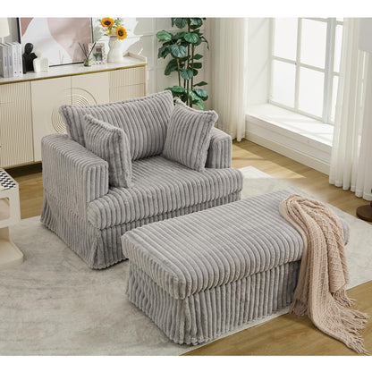 47.7 Oversized Corduroy Chaise Longue with Ottoman