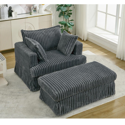 47.7 Oversized Corduroy Chaise Longue with Ottoman