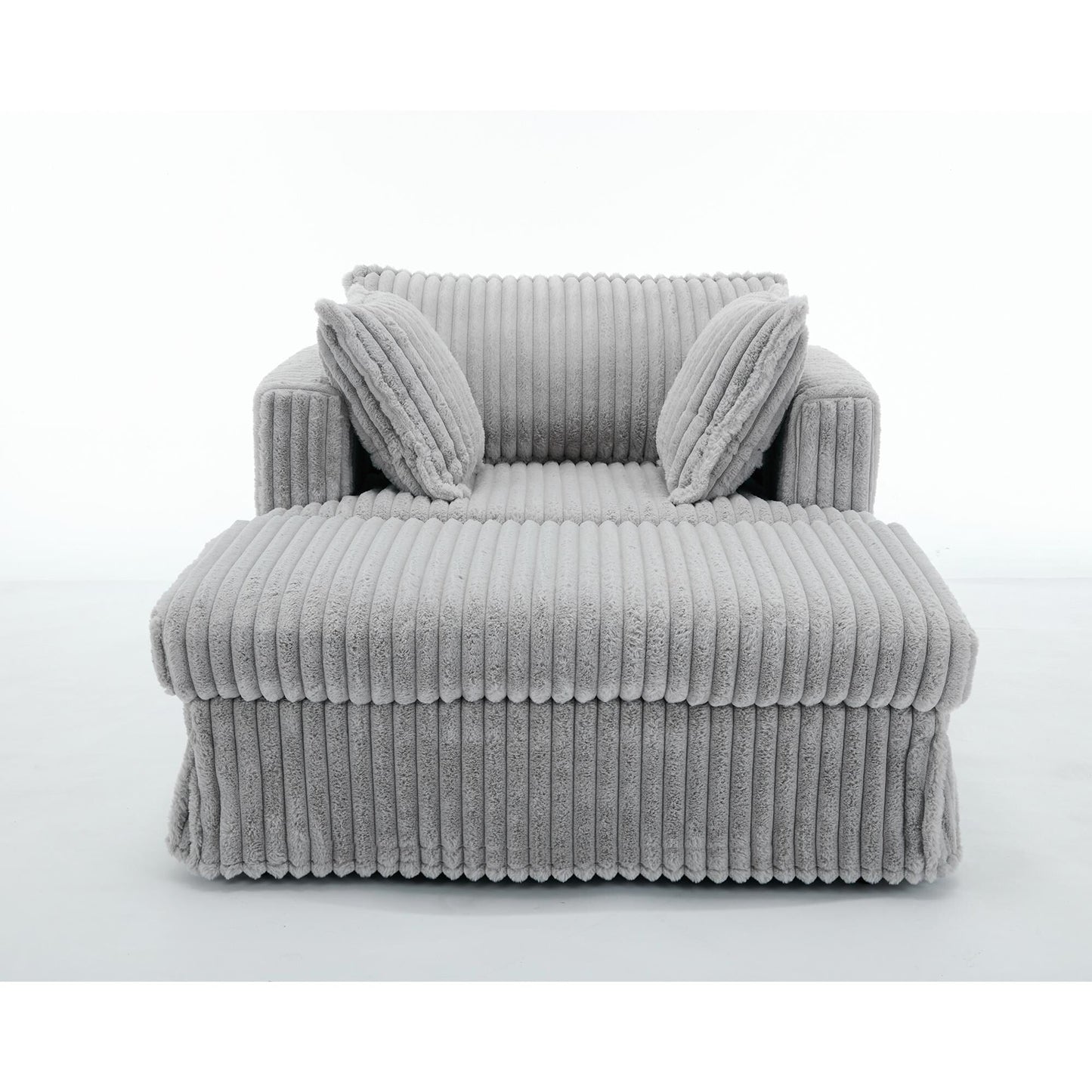 47.7 Oversized Corduroy Chaise Longue with Ottoman