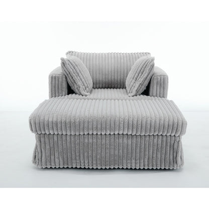 47.7 Oversized Corduroy Chaise Longue with Ottoman