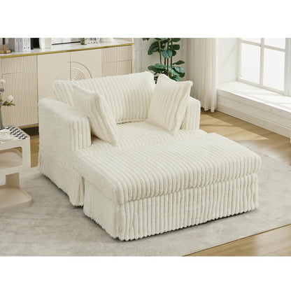 47.7 Oversized Corduroy Chaise Longue with Ottoman