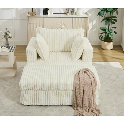 47.7 Oversized Corduroy Chaise Longue with Ottoman