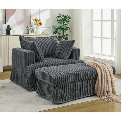 47.7 Oversized Corduroy Chaise Longue with Ottoman