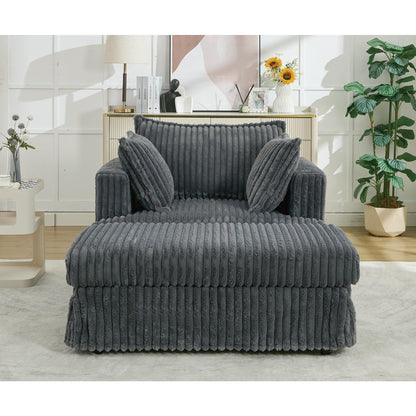 47.7 Oversized Corduroy Chaise Longue with Ottoman