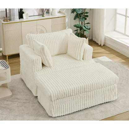 47.7 Oversized Corduroy Chaise Longue with Ottoman