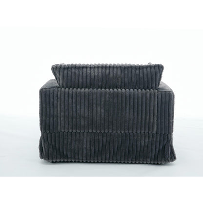 47.7 Oversized Corduroy Chaise Longue with Ottoman