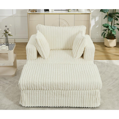 47.7 Oversized Corduroy Chaise Longue with Ottoman