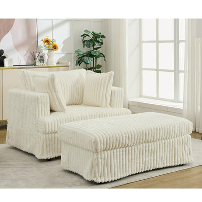 47.7 Oversized Corduroy Chaise Longue with Ottoman