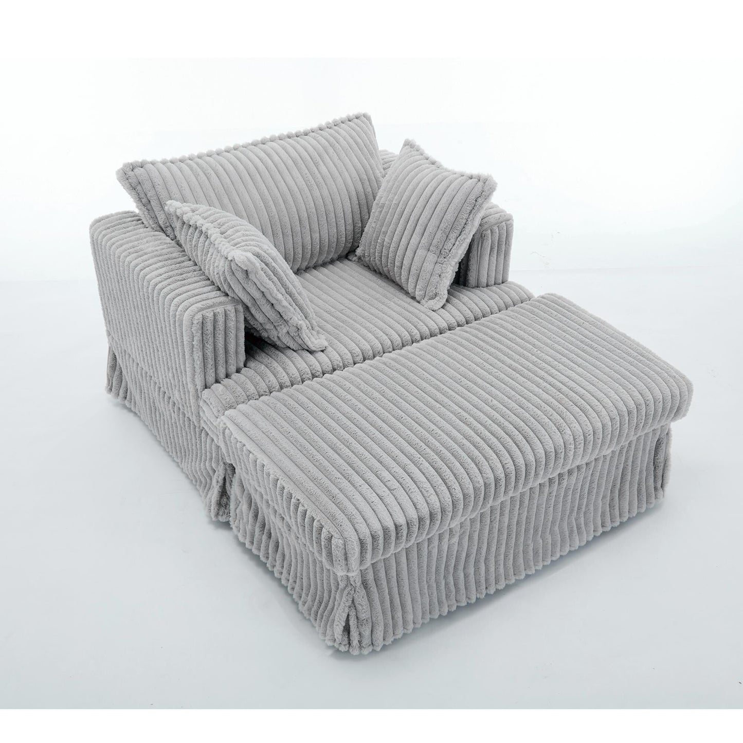 47.7 Oversized Corduroy Chaise Longue with Ottoman