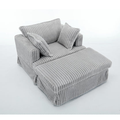 47.7 Oversized Corduroy Chaise Longue with Ottoman