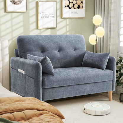 47 Chenille Loveseat - Small Space Sofa with Removable Cover & Pillow, Perfect for Apartment/DormÂ 