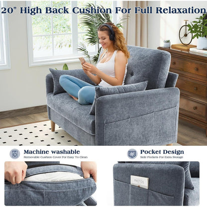 47 Chenille Loveseat - Small Space Sofa with Removable Cover & Pillow, Perfect for Apartment/DormÂ 