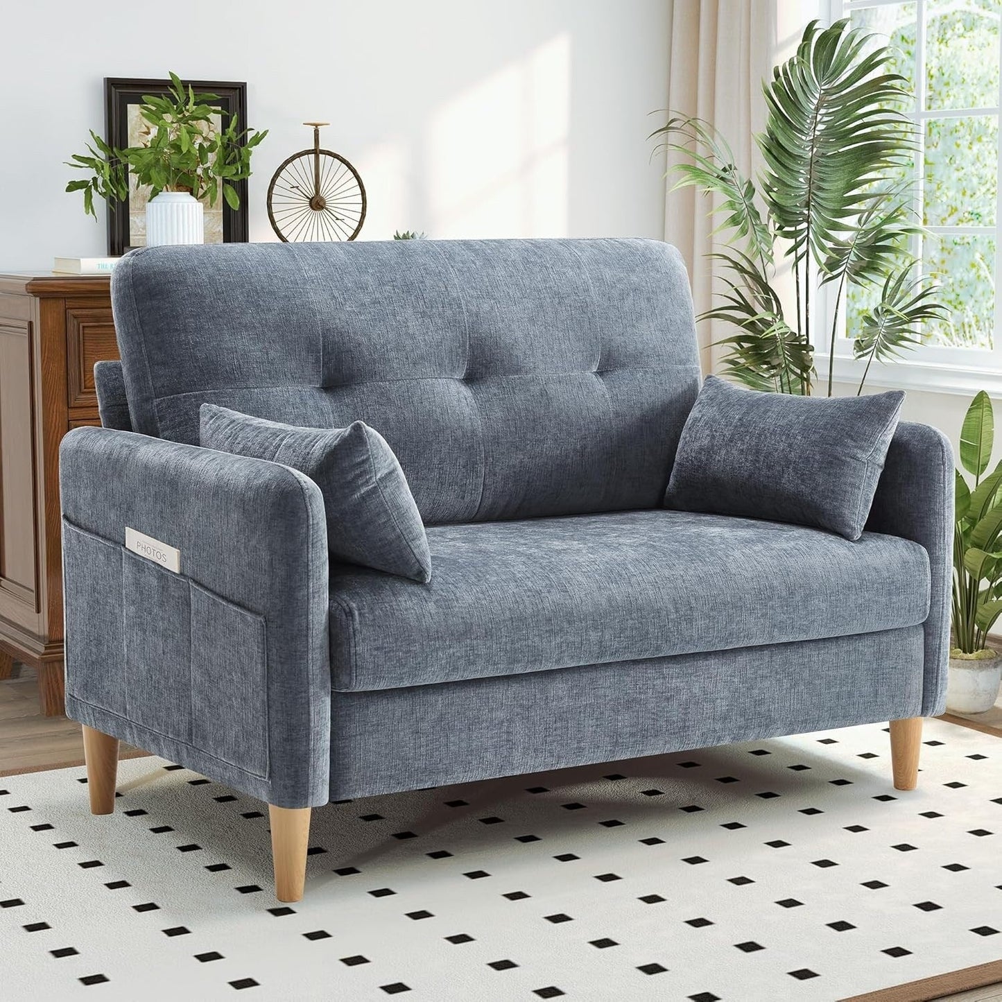 47 Chenille Loveseat - Small Space Sofa with Removable Cover & Pillow, Perfect for Apartment/DormÂ 