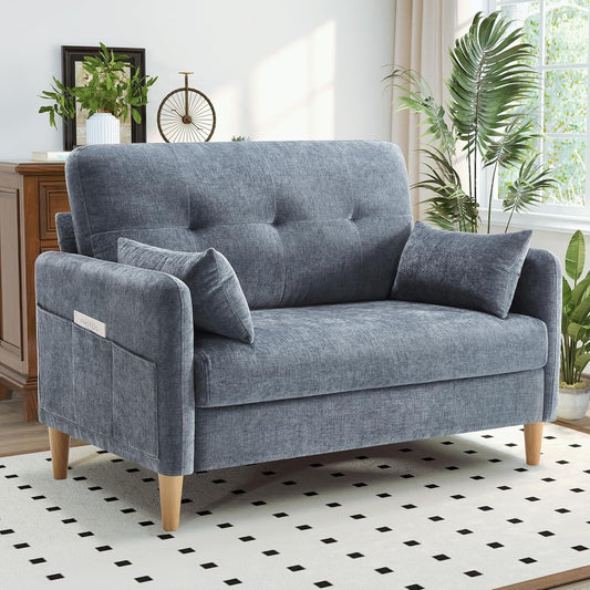 47 Chenille Loveseat - Small Space Sofa with Removable Cover & Pillow, Perfect for Apartment/DormÂ 