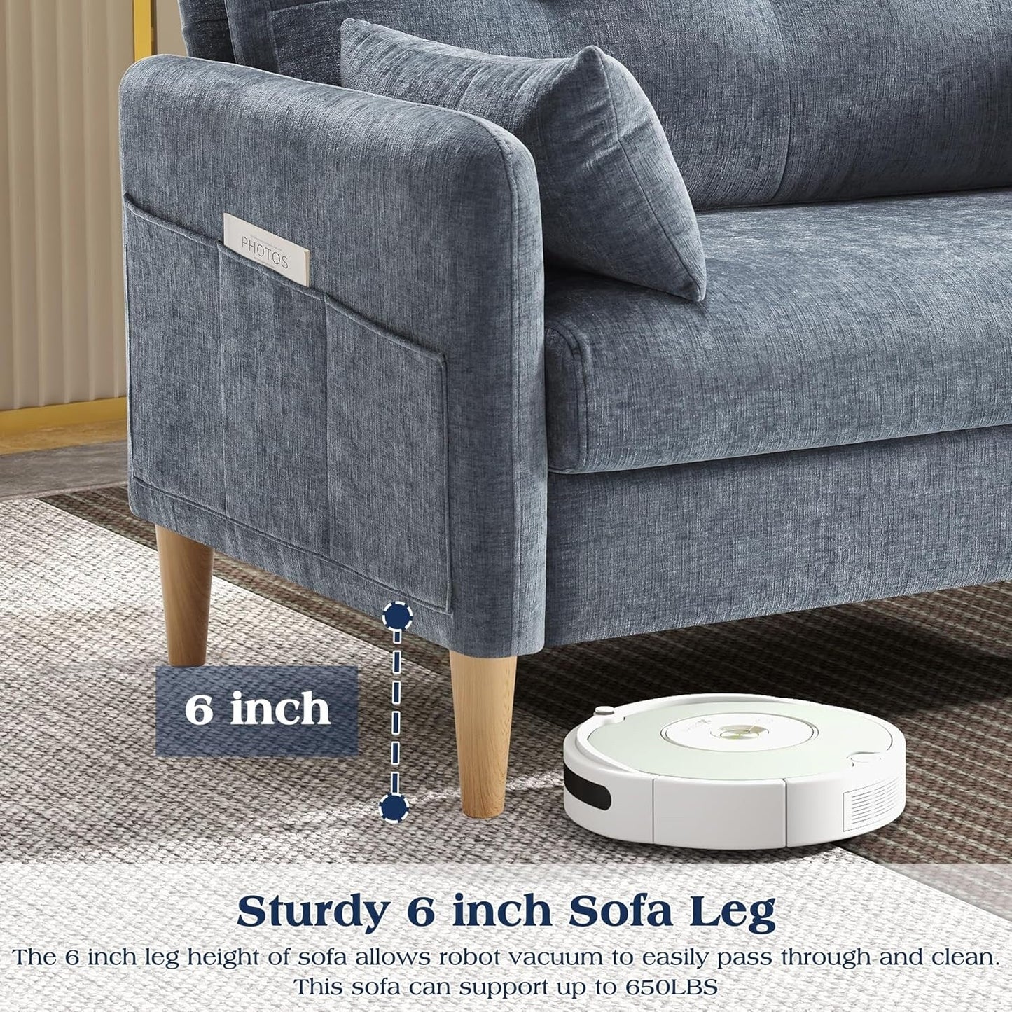 47 Chenille Loveseat - Small Space Sofa with Removable Cover & Pillow, Perfect for Apartment/DormÂ 