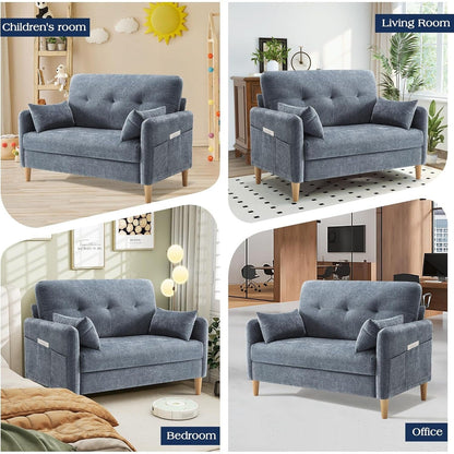 47 Chenille Loveseat - Small Space Sofa with Removable Cover & Pillow, Perfect for Apartment/DormÂ 