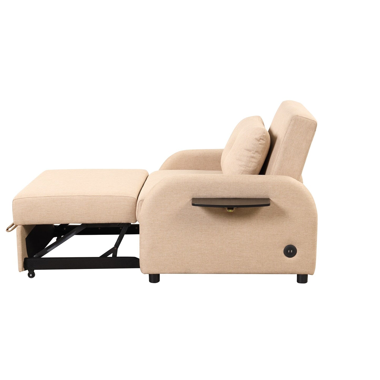 48.82-Seater Sleeper Sofa 3 in 1 with 2 Wing Table and USB Charge