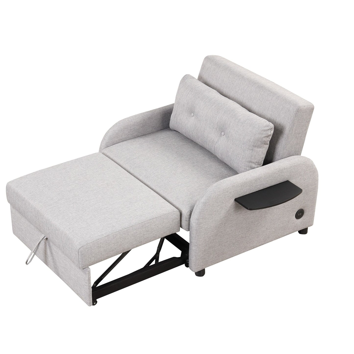48.82-Seater Sleeper Sofa 3 in 1 with 2 Wing Table and USB Charge
