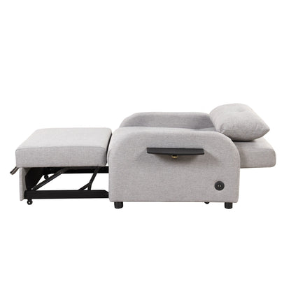 48.82-Seater Sleeper Sofa 3 in 1 with 2 Wing Table and USB Charge