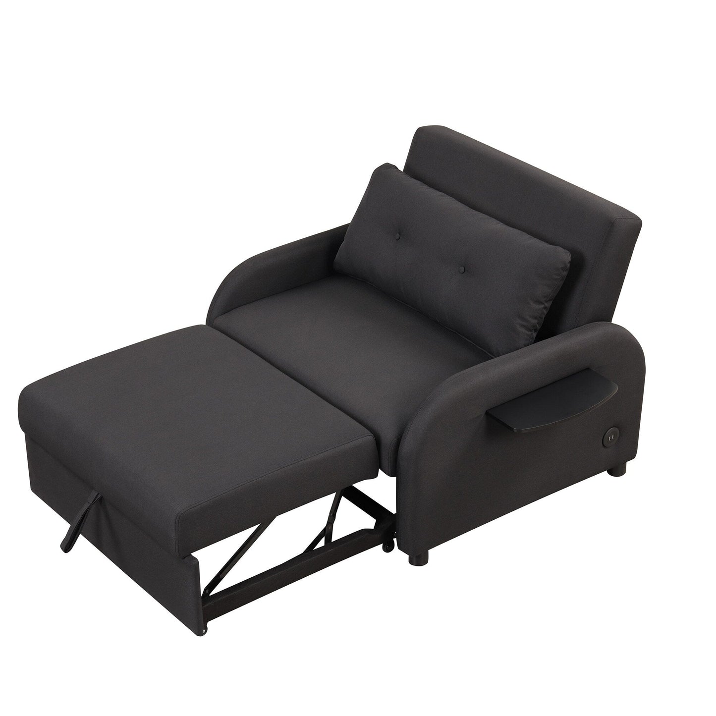 48.82-Seater Sleeper Sofa 3 in 1 with 2 Wing Table and USB Charge