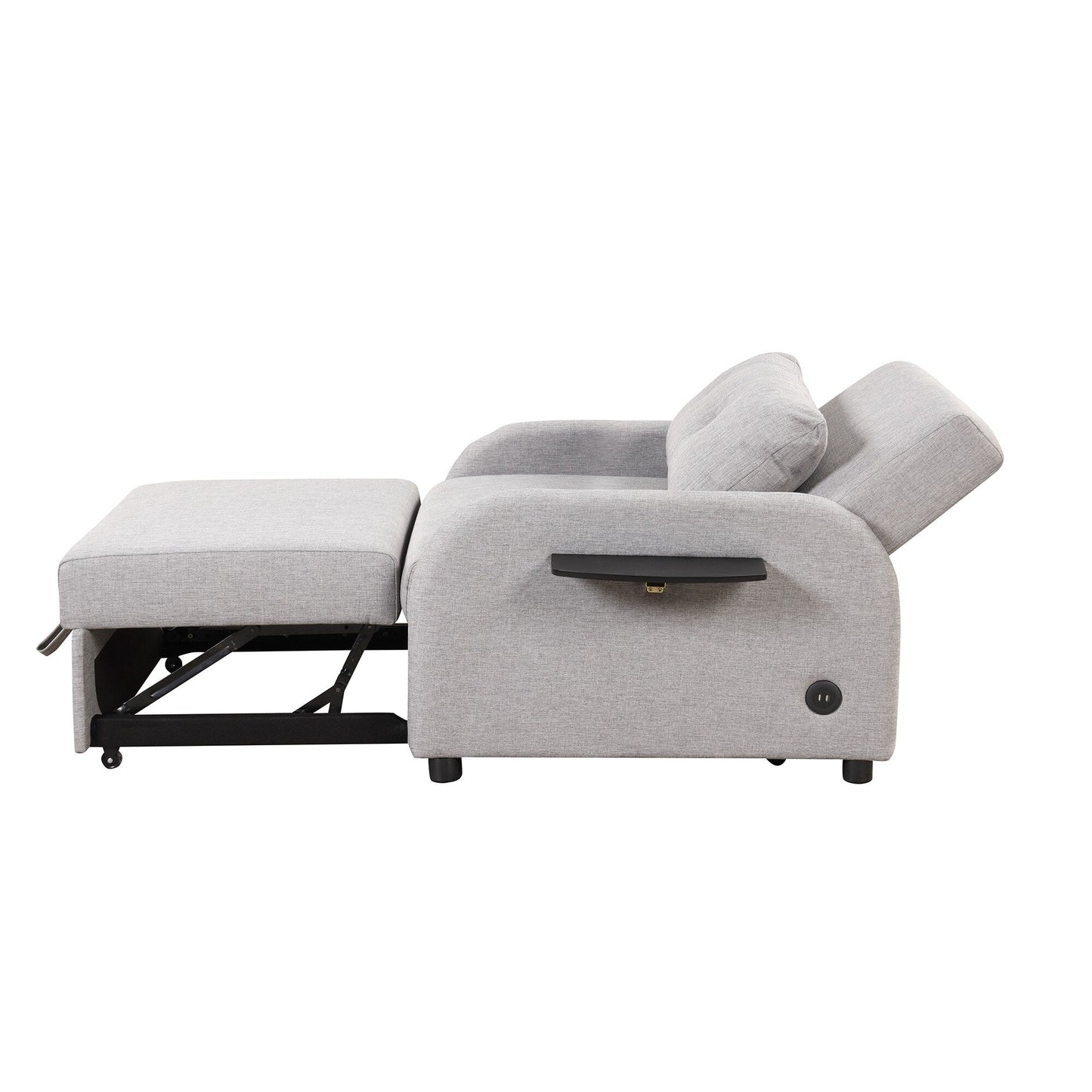 48.82-Seater Sleeper Sofa 3 in 1 with 2 Wing Table and USB Charge