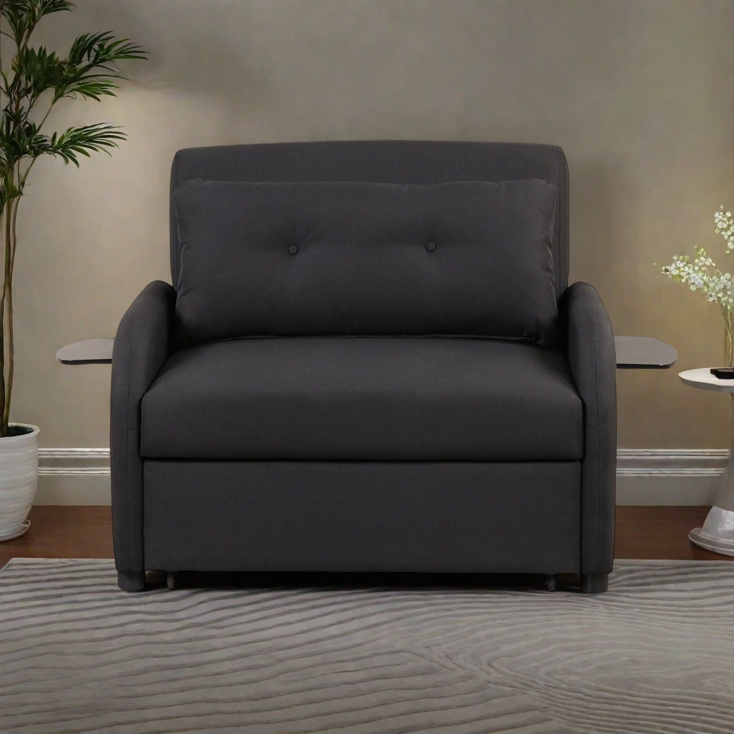 48.82-Seater Sleeper Sofa 3 in 1 with 2 Wing Table and USB Charge