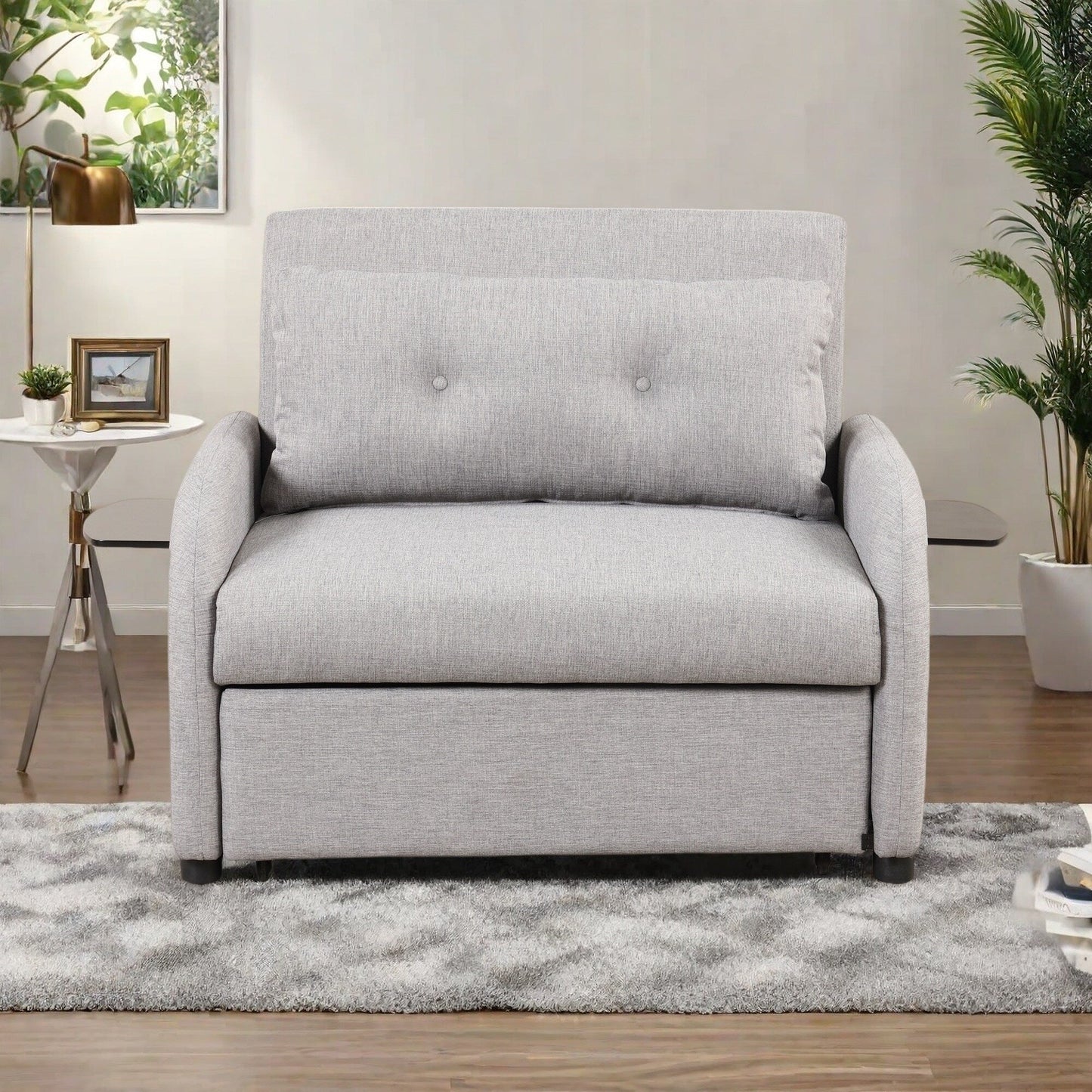 48.82-Seater Sleeper Sofa 3 in 1 with 2 Wing Table and USB Charge