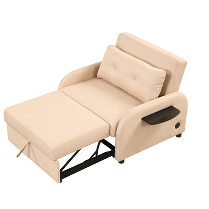 48.82-Seater Sleeper Sofa 3 in 1 with 2 Wing Table and USB Charge