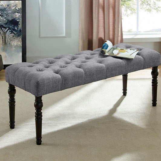 48x16x19.5 Contemporary Fabric Tufted Turned Leg Dining Bench - 48x16x19.5inch