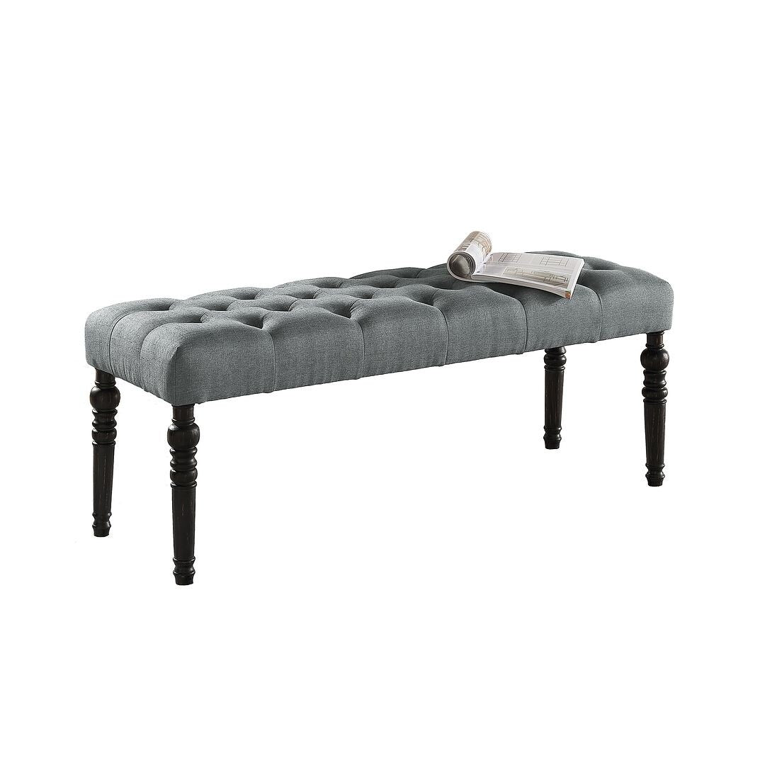48x16x19.5 Contemporary Fabric Tufted Turned Leg Dining Bench - 48x16x19.5inch