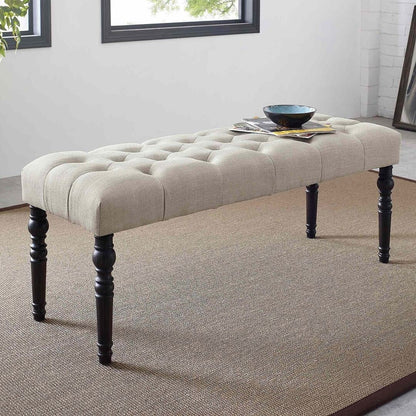 48x16x19.5 Contemporary Fabric Tufted Turned Leg Dining Bench - 48x16x19.5inch