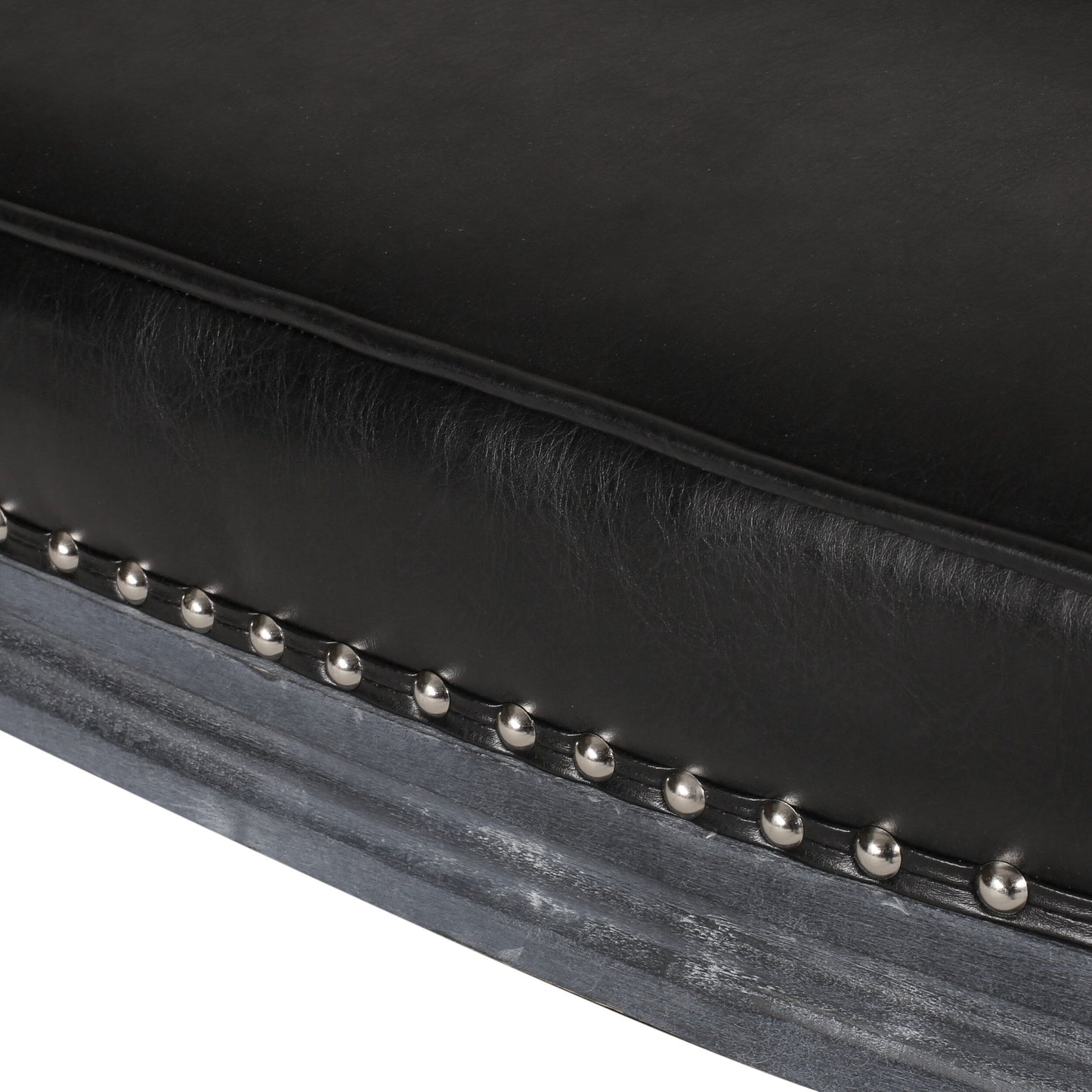 49.5 Faux Leather Loveseat Sofa with Turned Legs and Nailheads for Living Room