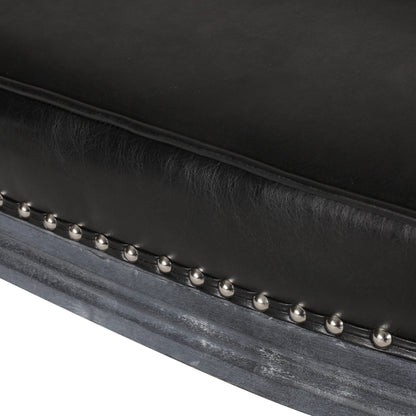 49.5 Faux Leather Loveseat Sofa with Turned Legs and Nailheads for Living Room