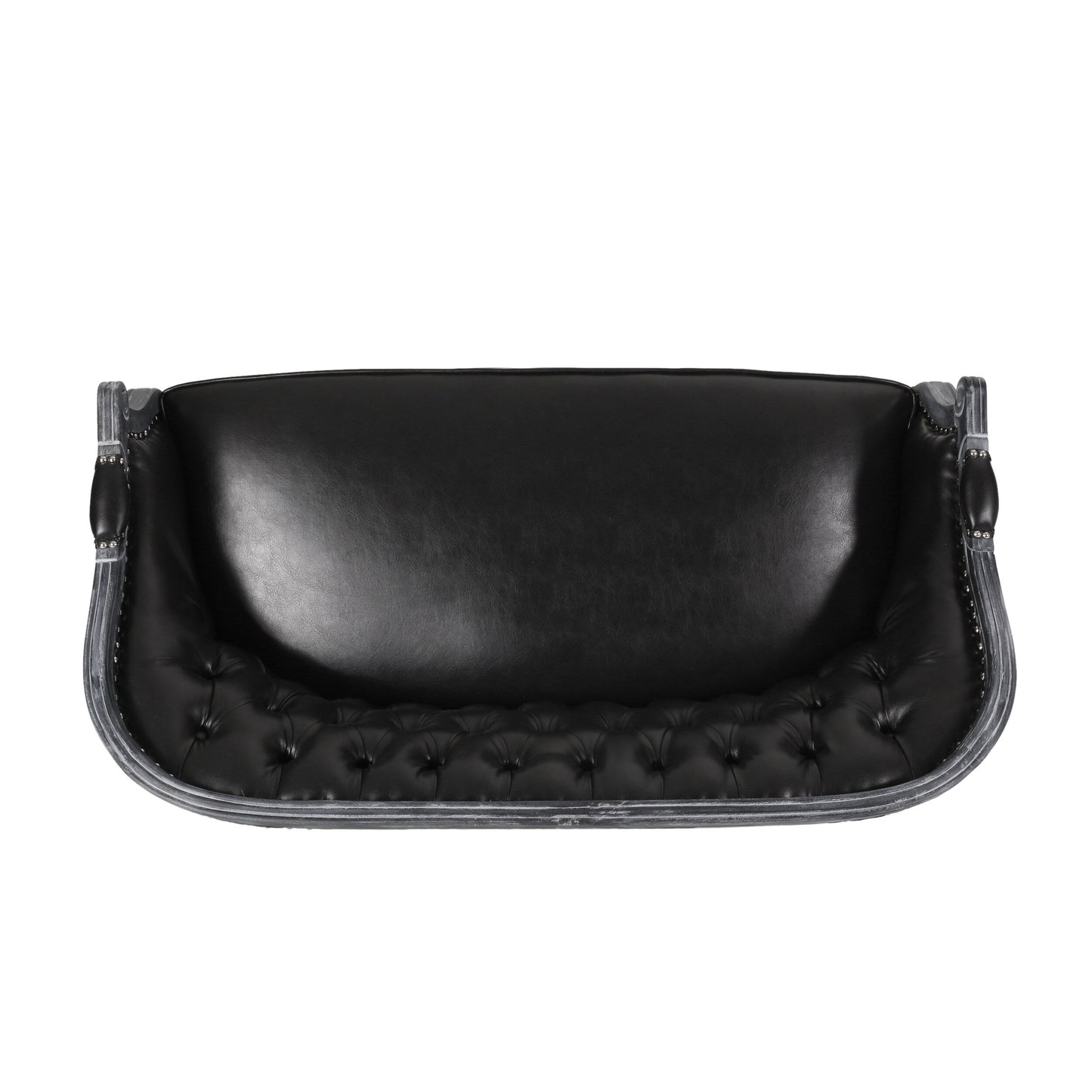 49.5 Faux Leather Loveseat Sofa with Turned Legs and Nailheads for Living Room