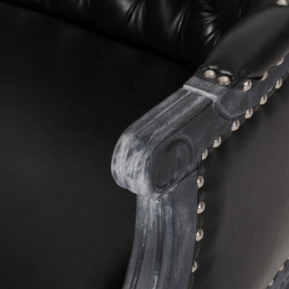 49.5 Faux Leather Loveseat Sofa with Turned Legs and Nailheads for Living Room