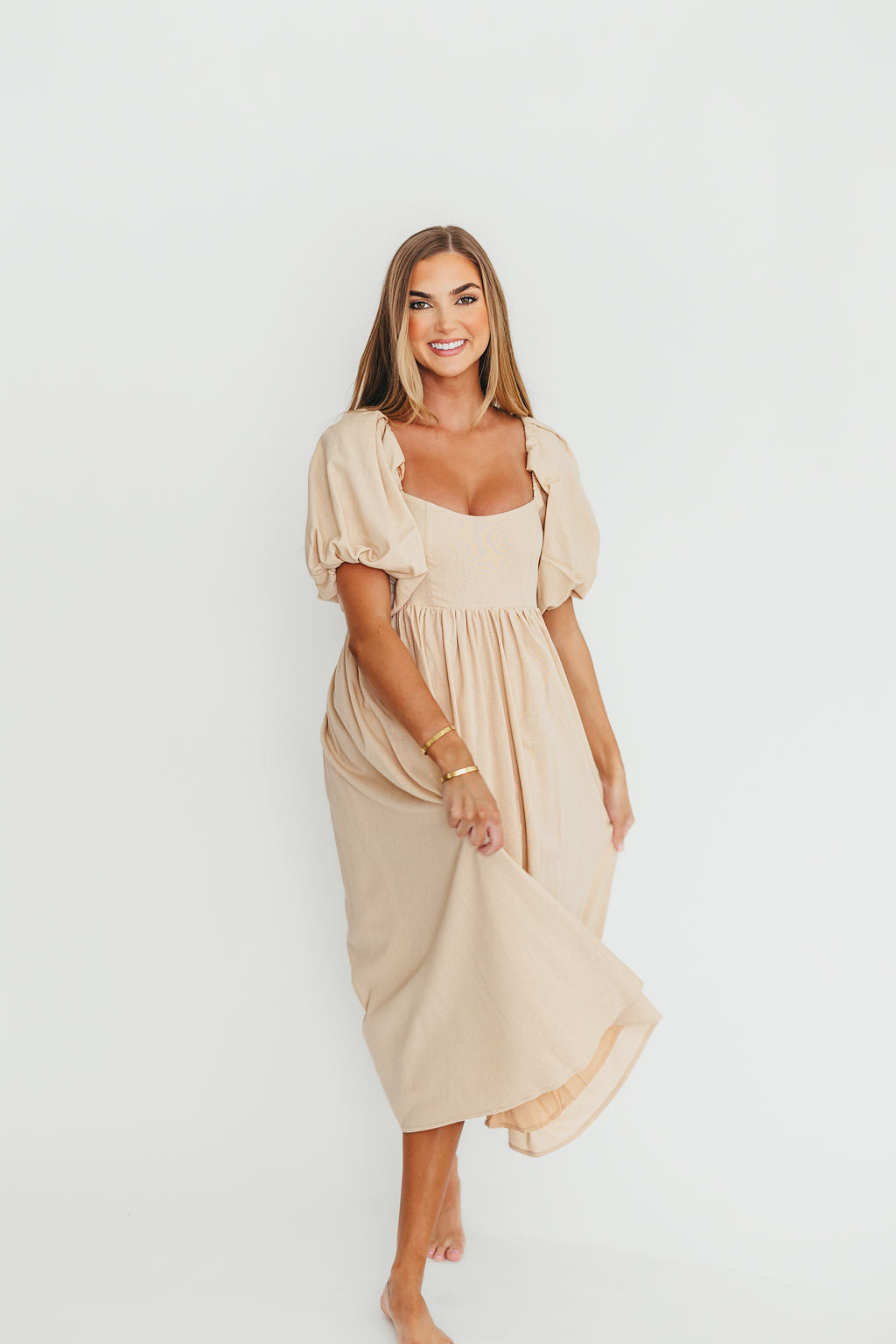 Hamilton Midi Dress in Taupe - Bump Friendly (S-2XL)