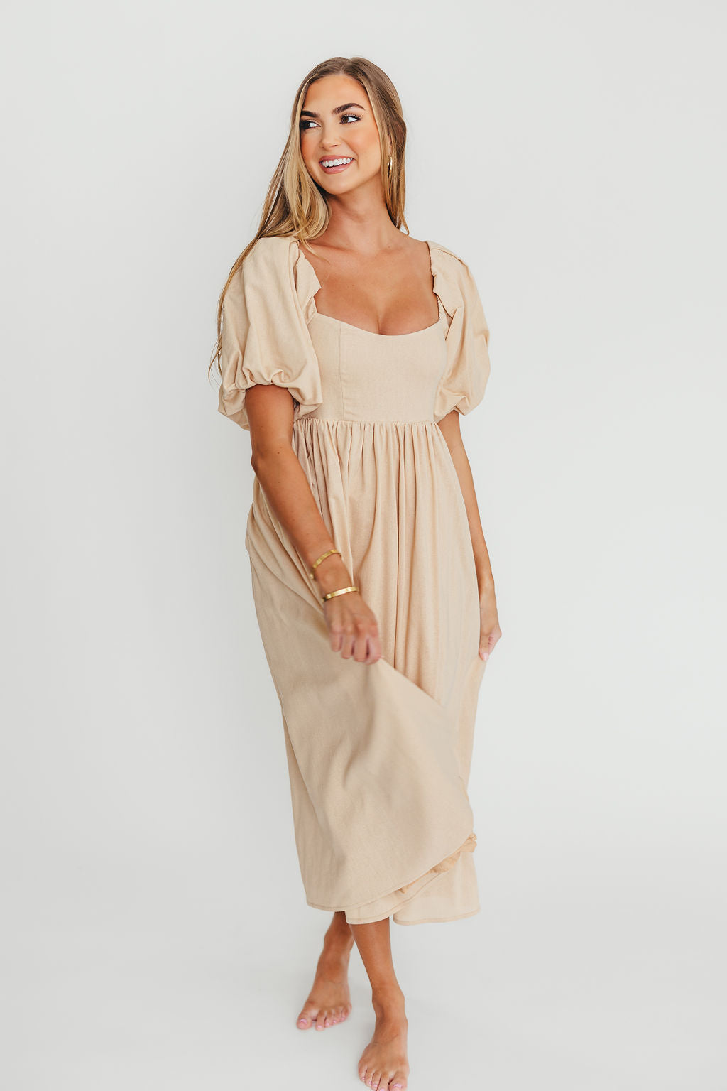 Hamilton Midi Dress in Taupe - Bump Friendly (S-2XL)