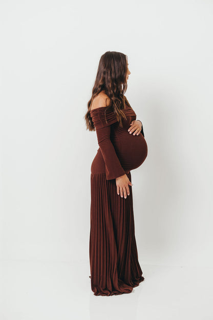 Lennox Long Sleeve Maxi Dress in Brown