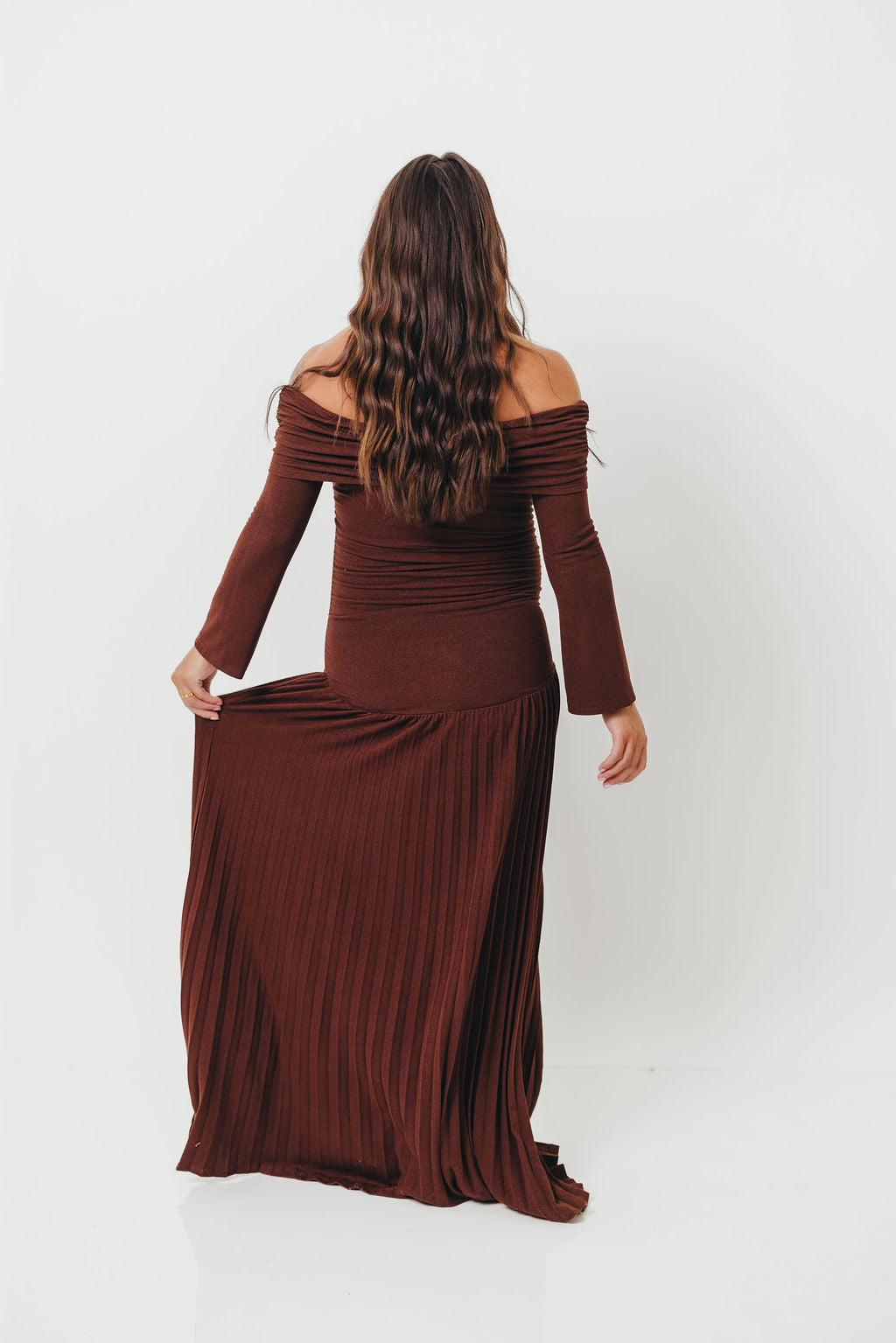 Lennox Long Sleeve Maxi Dress in Brown