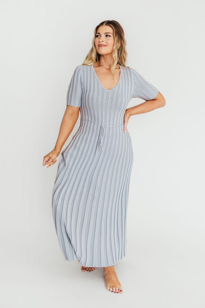 Oakley Ribbed Maxi Dress in Light Blue - Bump Friendly