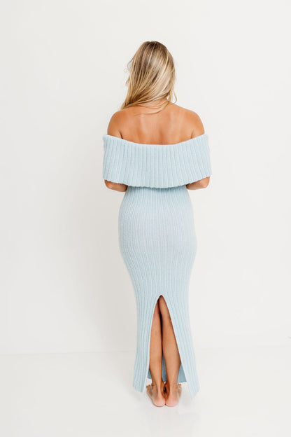 Aston Bow Front Maxi Sweater Dress in Ice Metal– Bump Friendly & Inclusive Sizing (S-3XL)