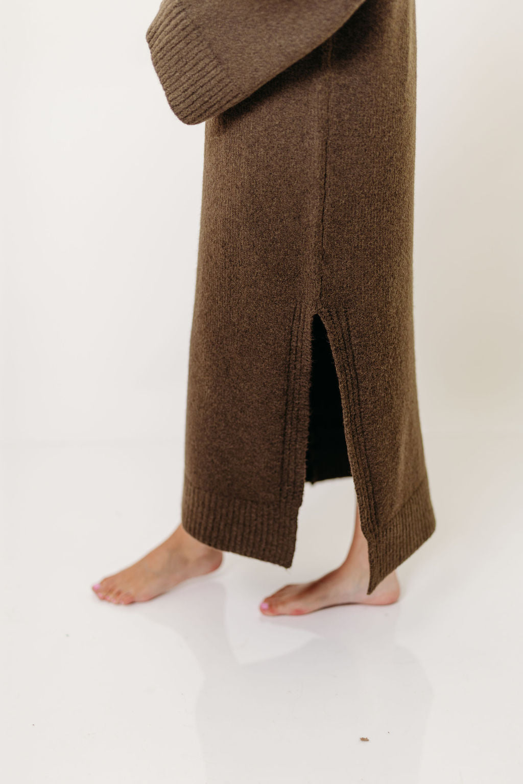 Melissa Cowl-Neck Sweater Midi Dress in Olive