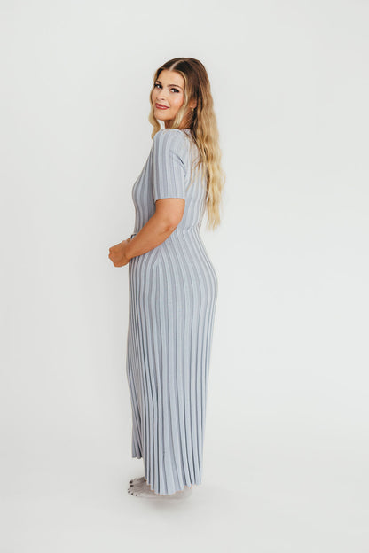 Oakley Ribbed Maxi Dress in Light Blue - Bump Friendly