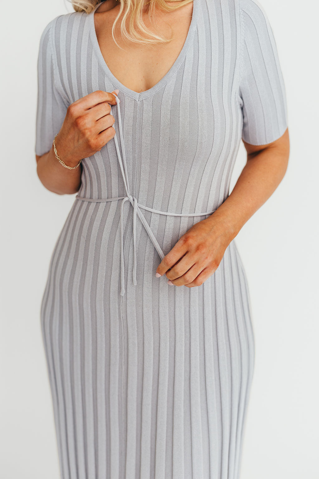 Oakley Ribbed Maxi Dress in Light Blue - Bump Friendly