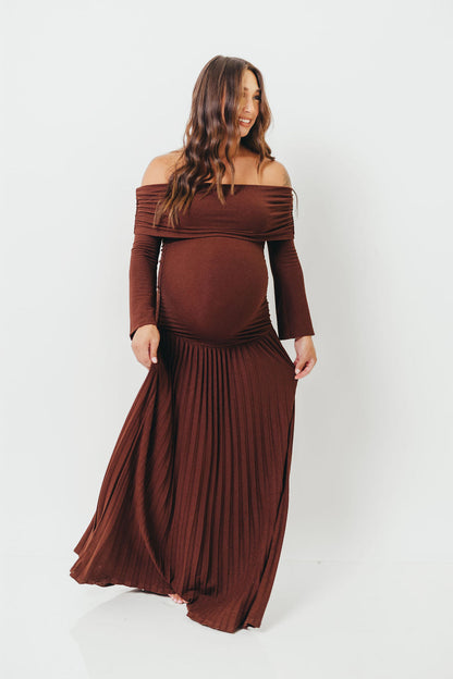 Lennox Long Sleeve Maxi Dress in Brown
