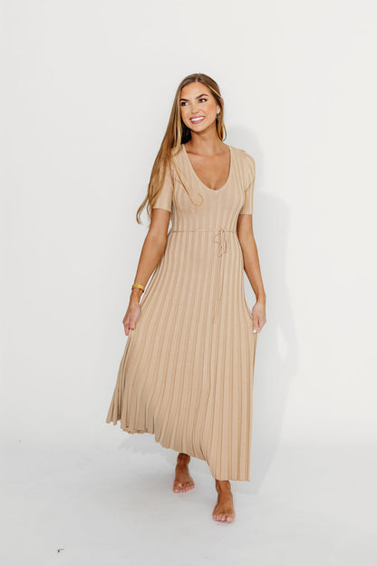Oakley Ribbed Maxi Dress in Taupe - Bump Friendly