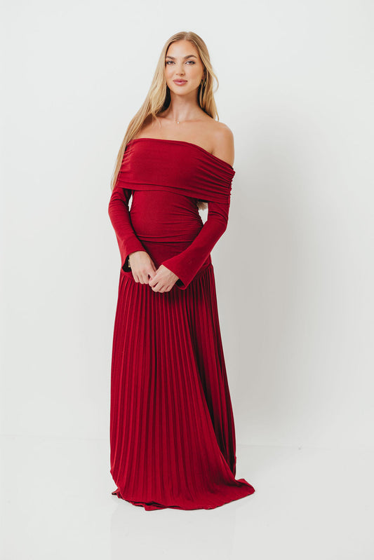 Lennox Long Sleeve Maxi Dress in Red
