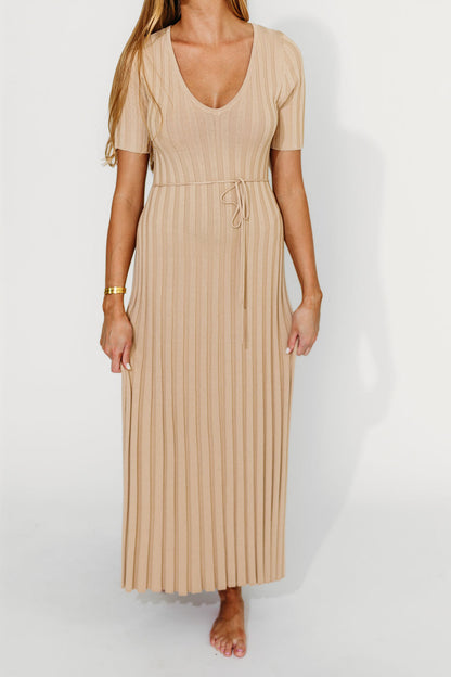 Oakley Ribbed Maxi Dress in Taupe - Bump Friendly