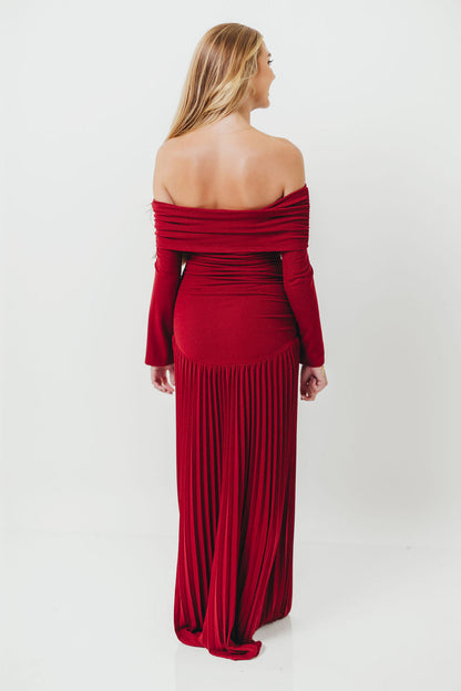 Lennox Long Sleeve Maxi Dress in Red
