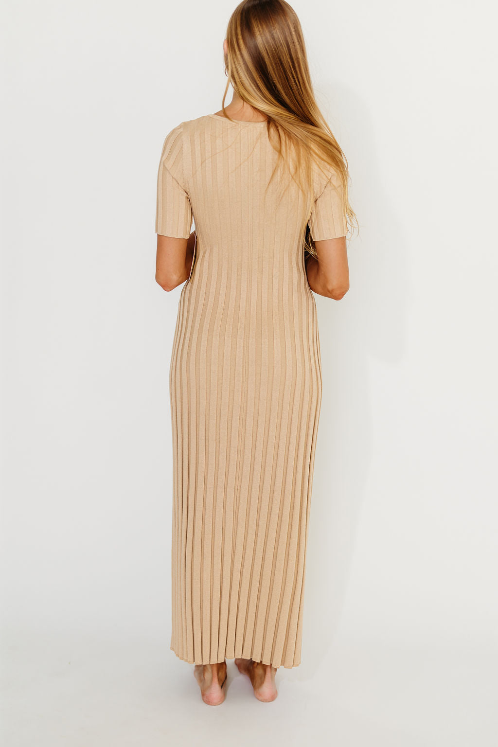 Oakley Ribbed Maxi Dress in Taupe - Bump Friendly